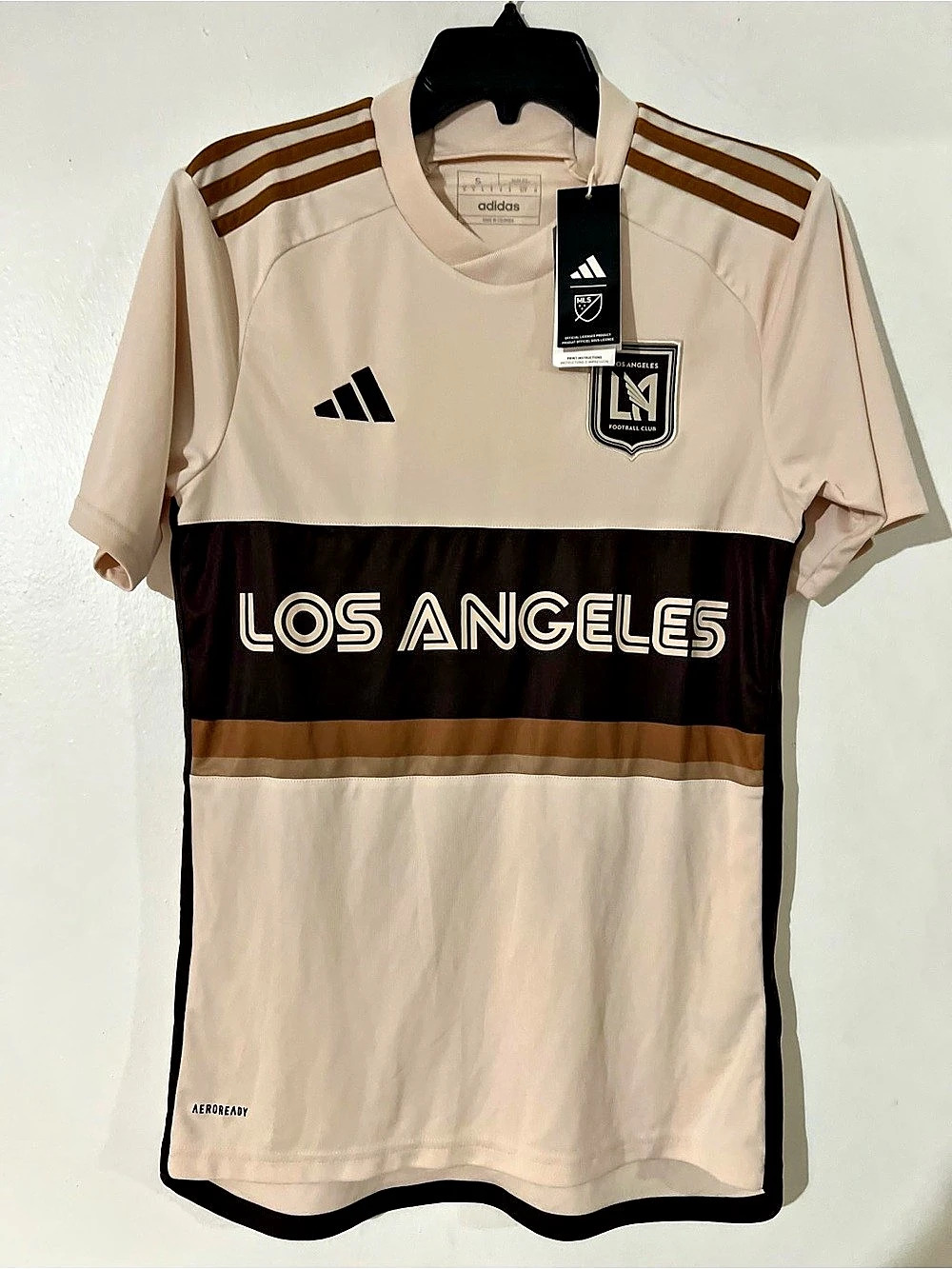 adidas LAFC Jersey Cream & Brown Size Small NWT